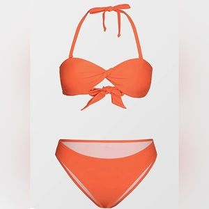 Orange Twist Too Halter Push Up Bikini Scoop Bottoms NWT M Swim Suit New!